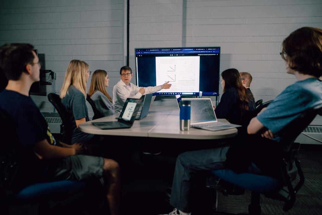 professor teaching students in class